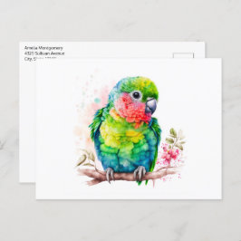 Groene papegaai - Schattigee Baby Bird Briefkaart
