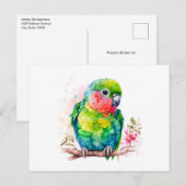 Groene papegaai - Schattigee Baby Bird Briefkaart (Voorkant / Achterkant)