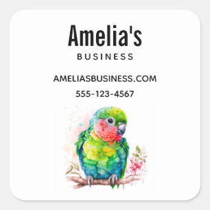 Groene papegaai - Schattigee Baby Bird Business Vierkante Sticker