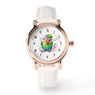 Groene papegaai - Schattigee Baby Bird Horloge