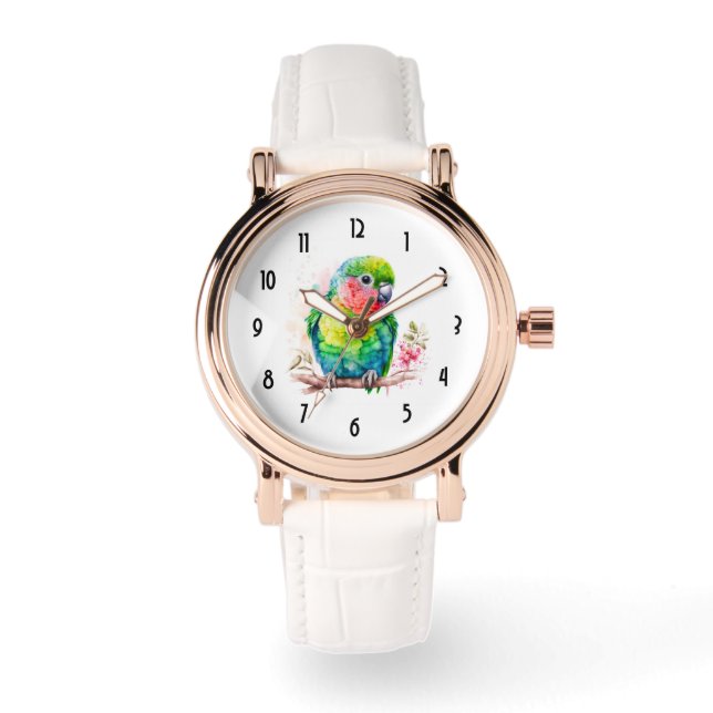 Groene papegaai - Schattigee Baby Bird Horloge (Voorkant)