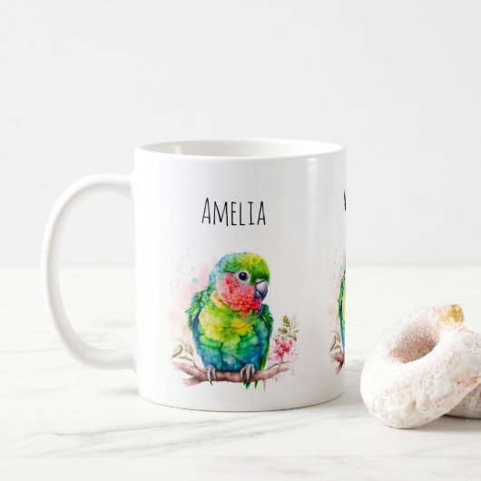 Groene papegaai - Schattigee Baby Bird Koffiemok (Met donut)