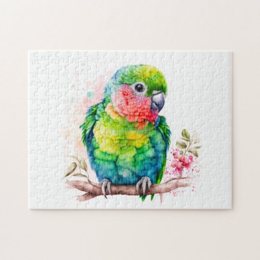 Groene papegaai - Schattigee Baby Bird Legpuzzel (Horizontaal)