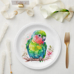 Groene papegaai - Schattigee Baby Bird Papieren Bordje