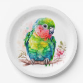 Groene papegaai - Schattigee Baby Bird Papieren Bordje (Voorkant)