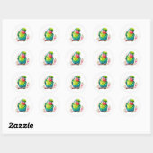 Groene papegaai - Schattigee Baby Bird Ronde Sticker (Vel)