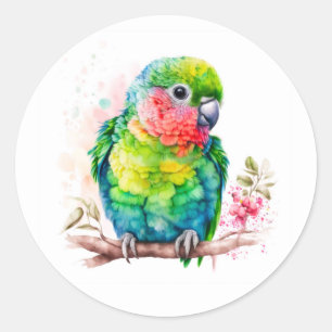 Groene papegaai - Schattigee Baby Bird Ronde Sticker