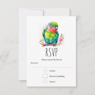Groene papegaai - Schattigee Baby Bird RSVP Kaartje