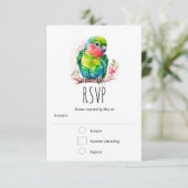 Groene papegaai - Schattigee Baby Bird RSVP Kaartje (Staand voorkant)
