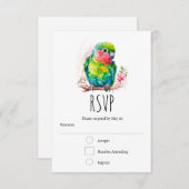 Groene papegaai - Schattigee Baby Bird RSVP Kaartje (Voorkant / Achterkant)