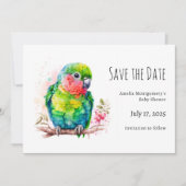 Groene papegaai - Schattigee Baby Bird Save The Date (Voorkant)