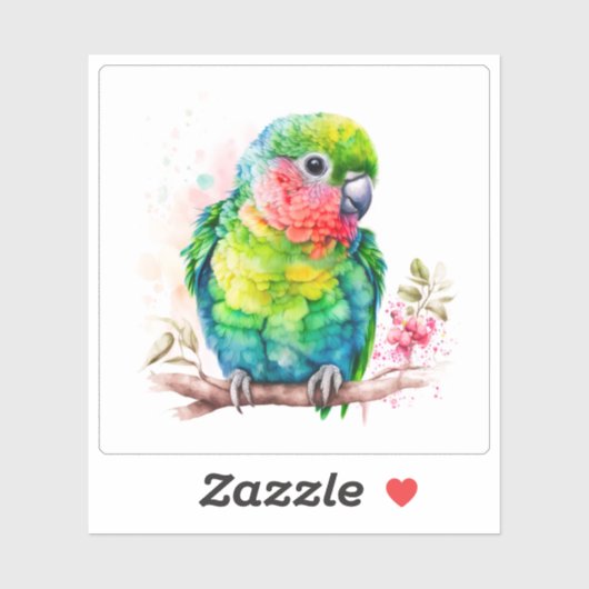 Groene papegaai - Schattigee Baby Bird Sticker (Vel)