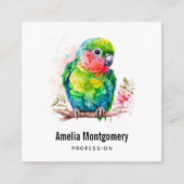 Groene papegaai - Schattigee Baby Bird Vierkante Visitekaartje (Voorkant)
