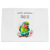 Groene papegaai - Schattigee Baby Vogelverjaardag Groot Cadeauzakje (Voorkant)