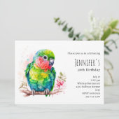 Groene papegaai - Schattigee Baby Vogelverjaardag Kaart (Staand voorkant)