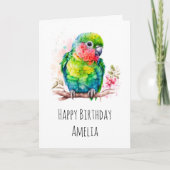 Groene papegaai - Schattigee Baby Vogelverjaardag Kaart (Voorkant)