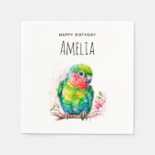 Groene papegaai - Schattigee Baby Vogelverjaardag Servet (Voorkant)