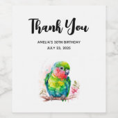 Groene papegaai - Schattigee Baby Vogelverjaardag Wijn Etiket (Enkel label)