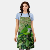 Groene papegaai schort (Gedragen)