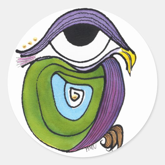 Groene papegaai Sticker, rond Ronde Sticker (Voorkant)