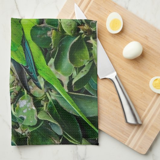 Groene papegaai theedoek (Quarter Fold)