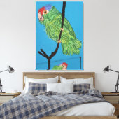 Groene papegaai verpakt canvas (Insitu (Slaapkamer))