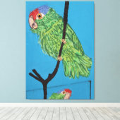 Groene papegaai verpakt canvas afdruk (Insitu (Houten vloer))