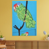 Groene papegaai verpakt canvas afdruk (Insitu (Woonkamer))