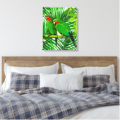 Groene papegaaien in een Oerwoud-instelling Canvas Afdruk (Insitu (Slaapkamer))
