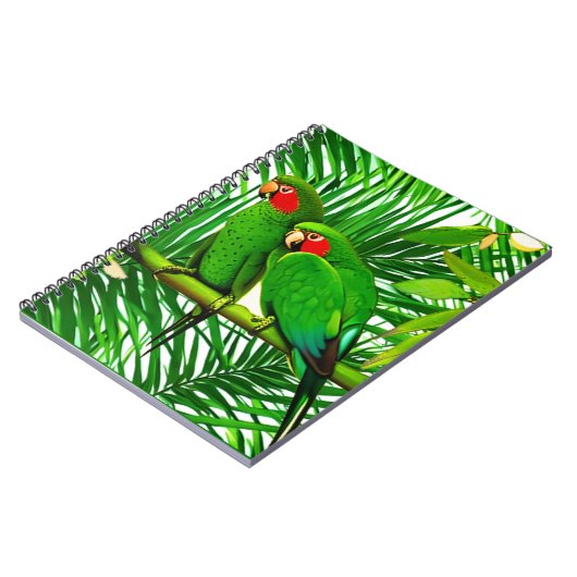 Groene papegaaien in een Oerwoud-instelling Notitieboek (Linkerzijde)