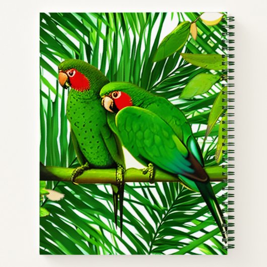 Groene papegaaien in een Oerwoud-instelling Notitieboek (Achterkant)