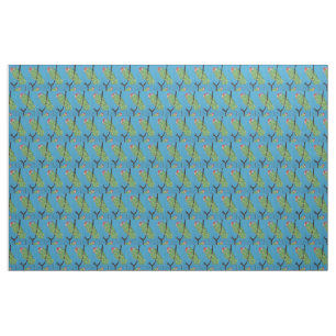 groene papegaaien op blauw stof