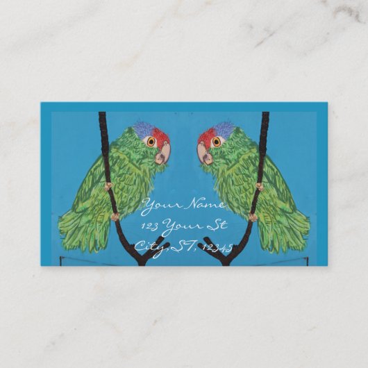 Groene papegaaien visitekaartje (Voorkant)