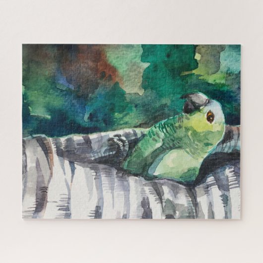 Groene papegaaipuzzel legpuzzel (Horizontaal)