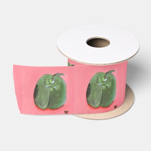 Groene Paprika Satijnen Lint (Spoel)
