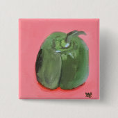 Groene Paprika Vierkante Button 5,1 Cm (Voorkant)