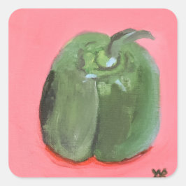 Groene Paprika Vierkante Sticker