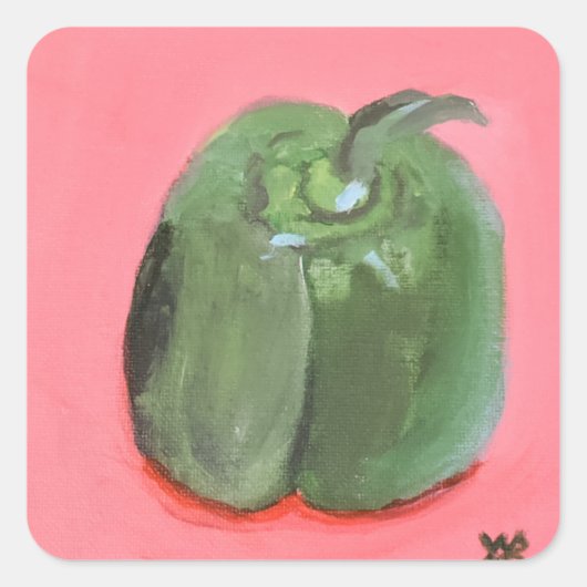Groene Paprika Vierkante Sticker (Voorkant)