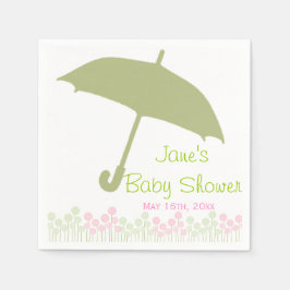 Groene paraplu Baby shower servetten