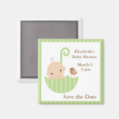 Groene paraplu neutraal Baby shower Magneet (Voorkant / Achterkant)