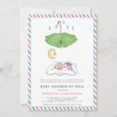 Groene paraplu, slapende baby-meisje onder de post kaart (Voorkant)