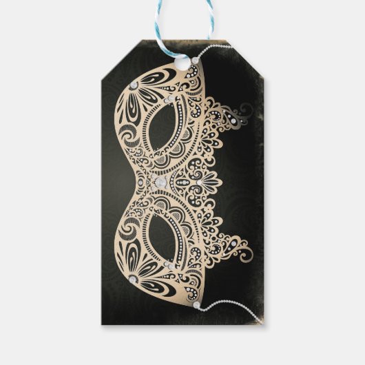 Groene parel-maskerade masker zoete 16 feestje vin cadeaulabel (Voorkant)