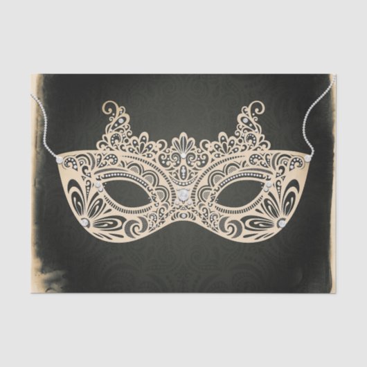 Groene Parel Masquerade Masker Elegant Feest Tissuepapier (Voorkant)