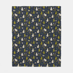 Groene Parel Waterverfpatroon op Donkerblauw Fleece Deken