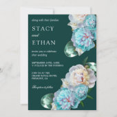 Groene Pareltjes en turquoise pioenen bloemenbruil Kaart (Voorkant)