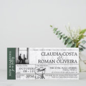 Groene Parijs bruiloft instapkaart uitnodiging (Staand voorkant)