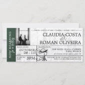 Groene Parijs bruiloft instapkaart uitnodiging (Voorkant)