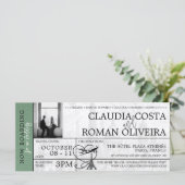 Groene Parijs bruiloft instapkaart uitnodiging (Staand voorkant)