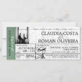 Groene Parijs bruiloft instapkaart uitnodiging (Voorkant)