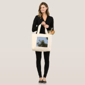 Groene parkiet grote tote bag (Voorkant (model))